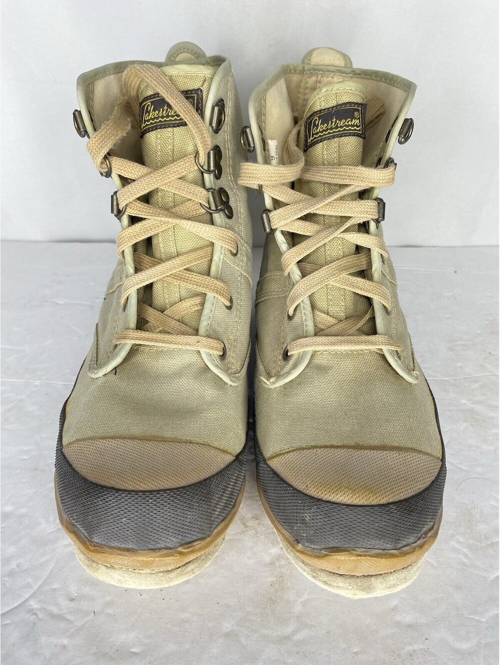 Hodgman Lakestream Wading Outdoor Boots Lace Up Leather Canvas Tan 9 19205